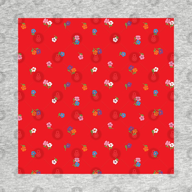 RED DITSY RETRO VINTAGE FLOWERS by blomastudios